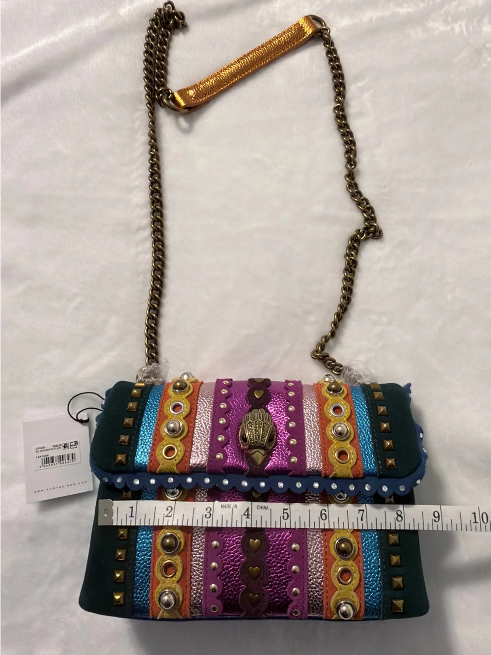 Kurt Geiger Kensington Multicolor Studded Flap Bag with Chain Strap - Picture 8 of 10